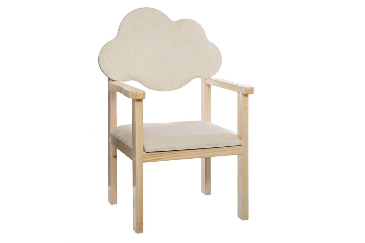 Ξύλινη Παιδική πολυθρόνα Σύννεφο, φυσικό-ivory (40,5x33,5x63εκ)