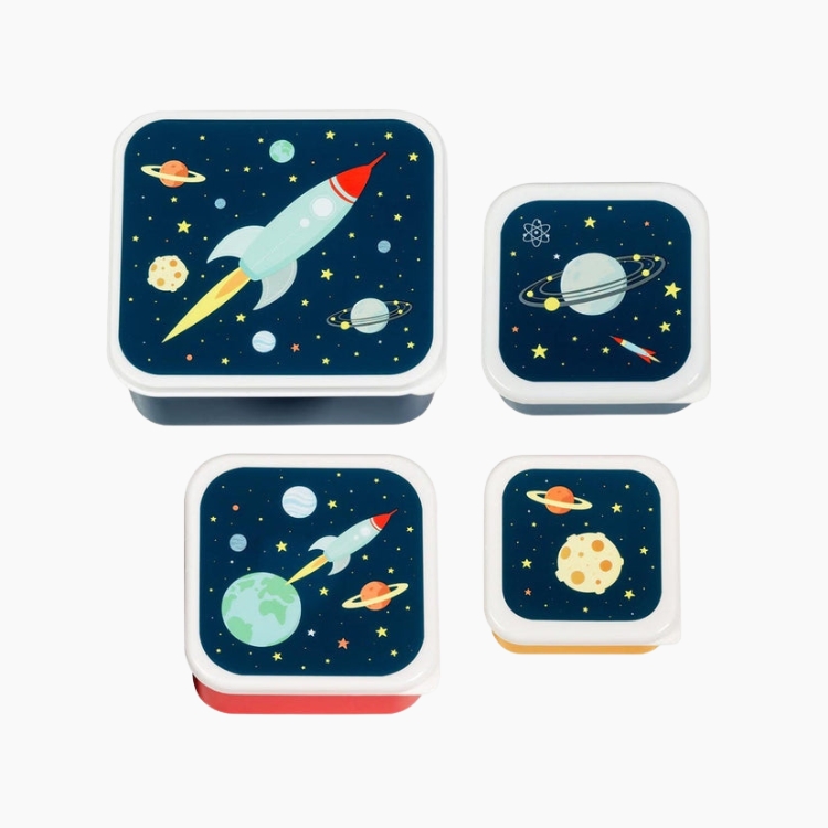 A little lovely company Σετ 4 δοχεία φαγητού Lunch & Snack Box Space
