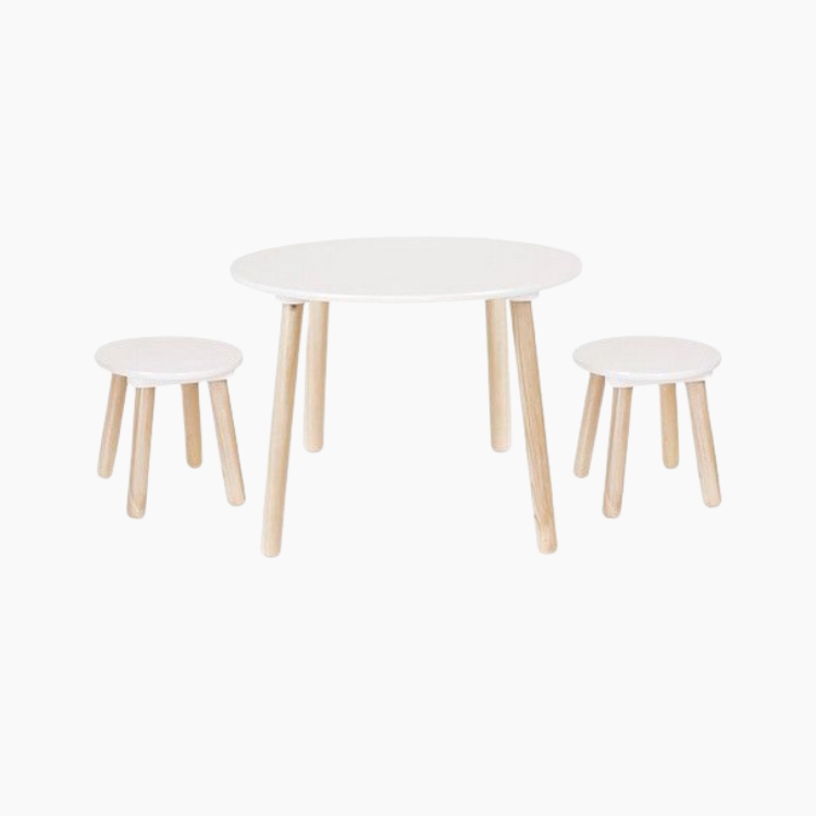Jabadabado Ξύλινο τραπεζάκι με δύο σκαμπό λευκό