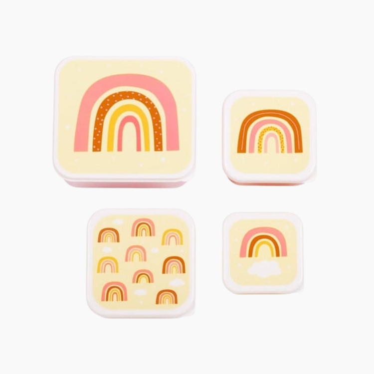 A little lovely company: Σετ 4 δοχεία φαγητού Lunch & Snack Box Rainbows