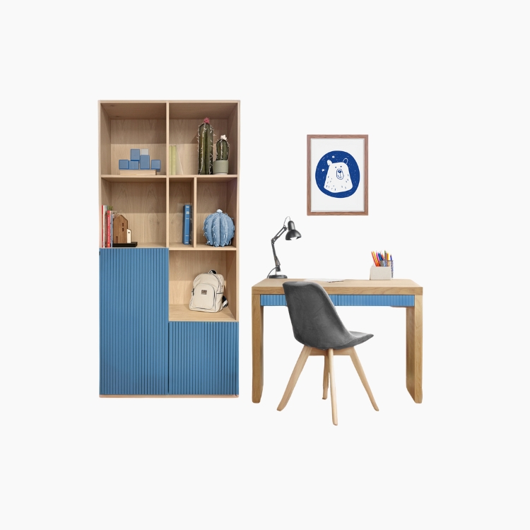 Γραφειο & Βιβλιοθήκη Como2 σε φυσικό/μπλε