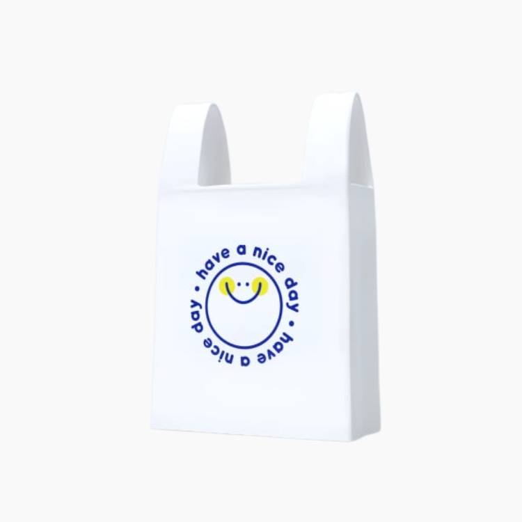 Fluid Market Βάζο Κεραμεικό "Πλαστική Τσάντα" - Λευκό/Μπλε/Κίτρινο