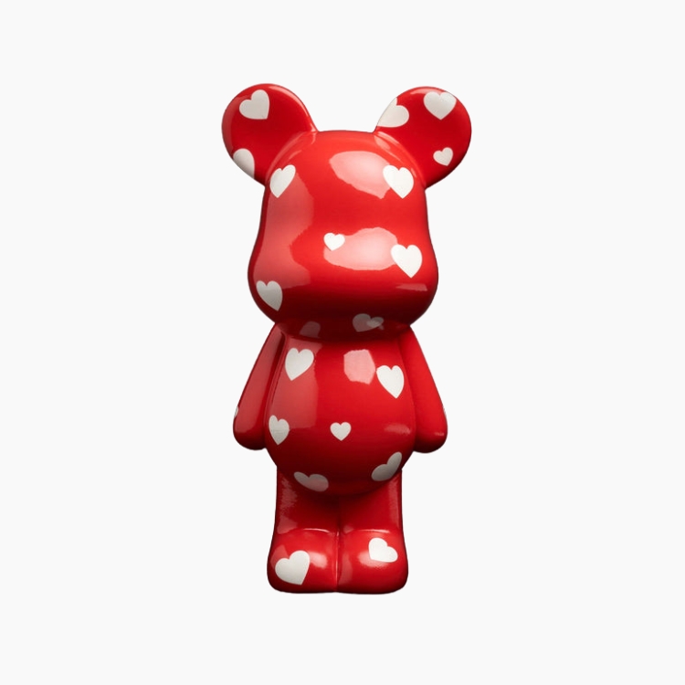 Blogo Design Κουμπαράς Teddy – Κόκκινο Καρδιές Λευκές