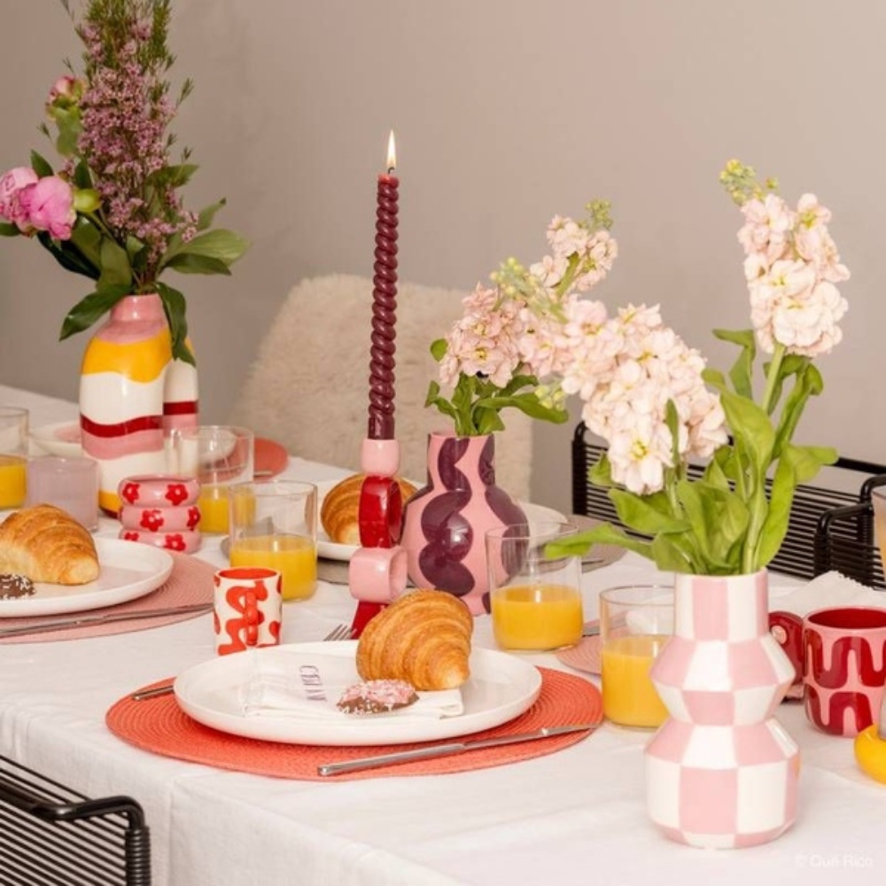 Que Rico Βάζο Celestino - Squares and Stripes